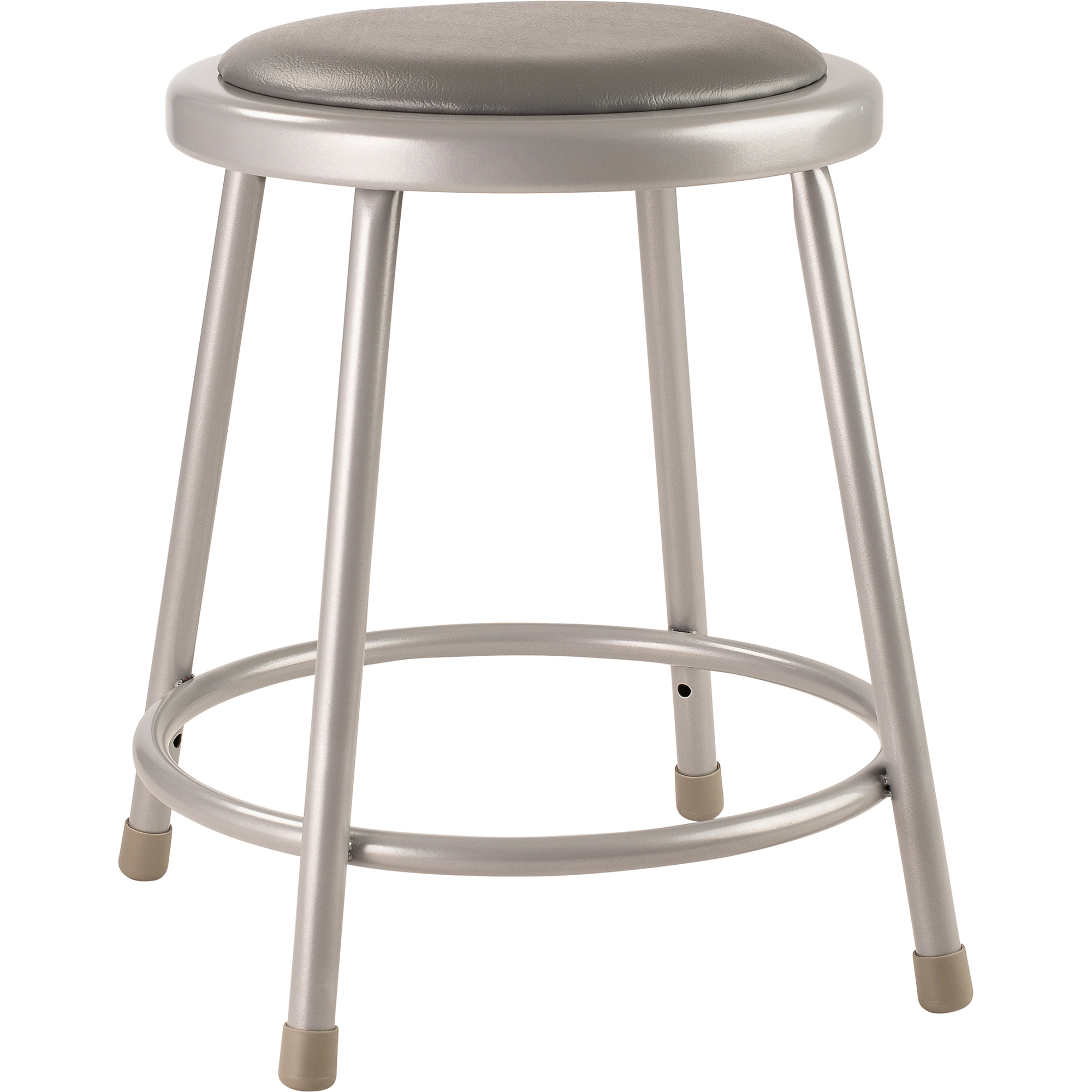 National Public Seating, 18in.Heavy Duty Vinyl Padded Steel Stool, Grey, Primary Color Gray, Included (qty.) 1, Seating Type Office Stool, Model# 6418